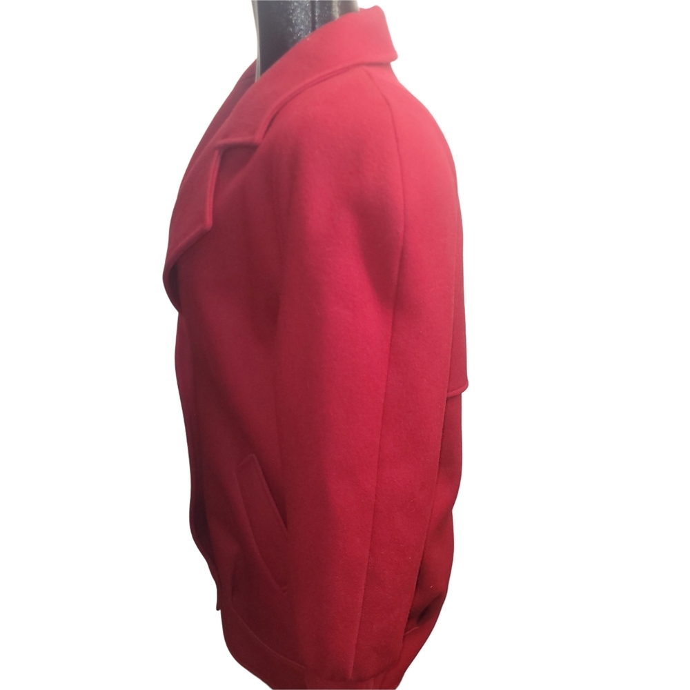 Marks and Spencer Vintage 90's Red 100% Virgin Wool Mid-length Coat Size 10 - Picture 6 of 9